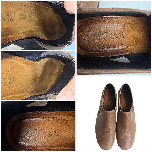 Leather Shootie Naot Brown Oxford Size 10 Heeled Slip On Shoes - Picture 6 of 11